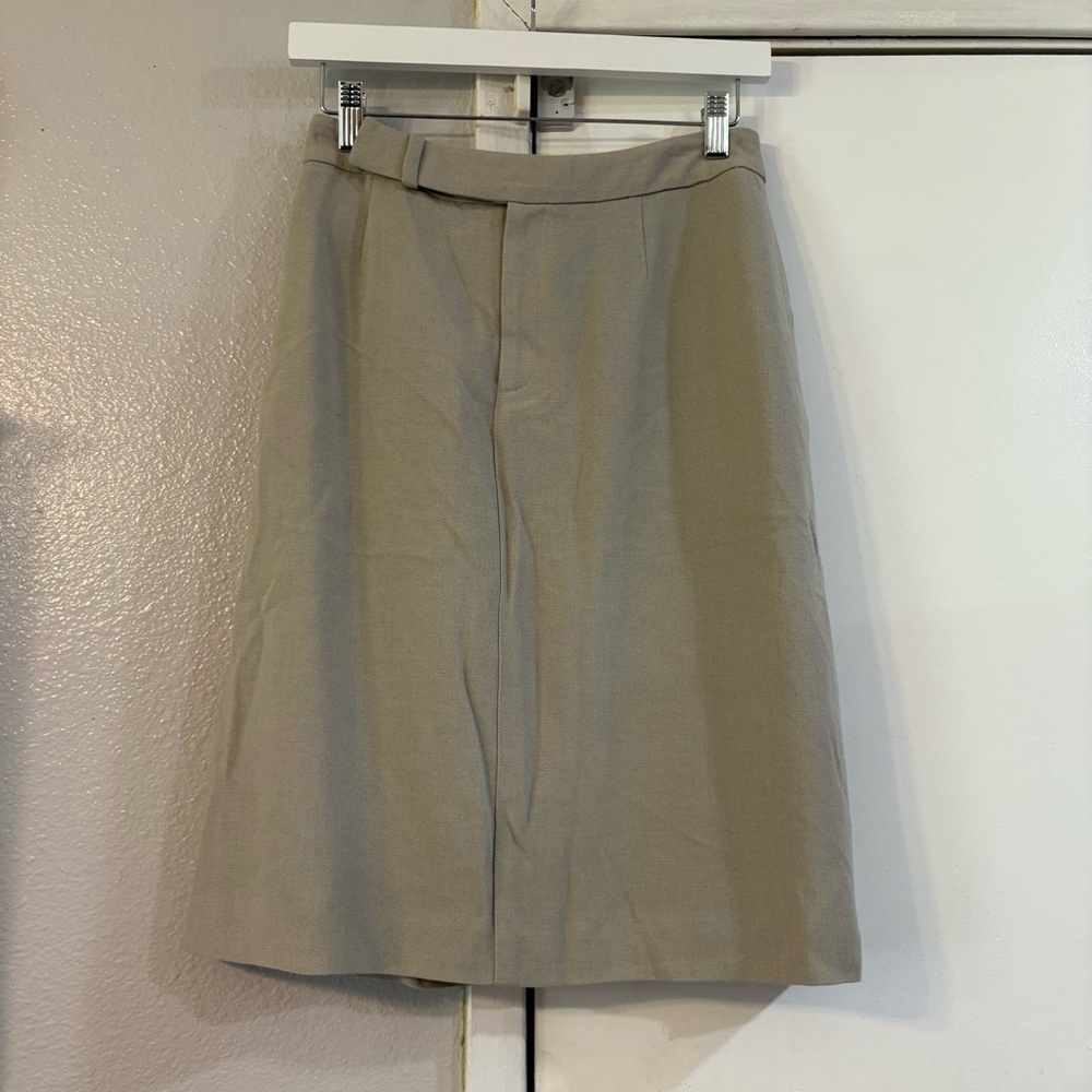 Ellen Tracy Linda Allard Skirt Oatmeal Tan Cream Wool Blend A line Career Casual